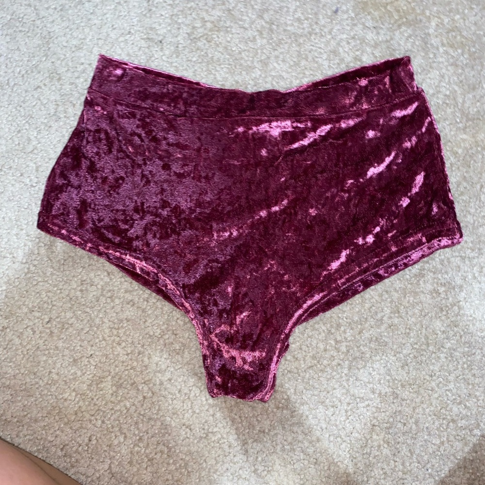 Velvet Burgundy Women's Shorts pole dance